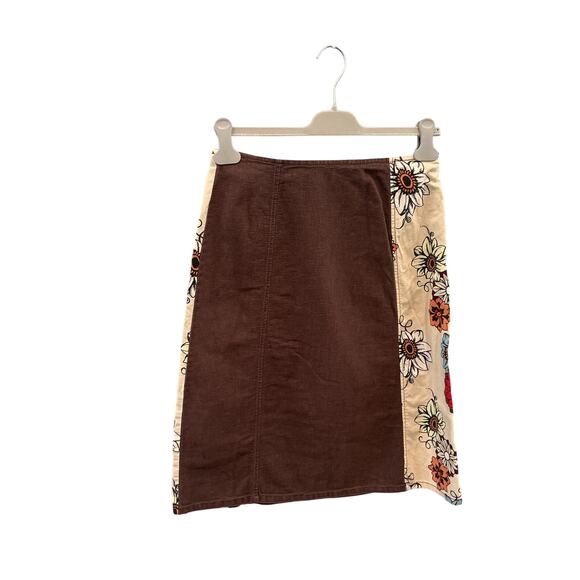 Vintage Royal Robbins Women Skirt Size 6 Brown Corduroy Floral Boho Forest Fairy - Picture 5 of 7